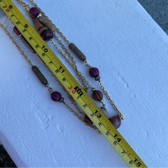 Gold Tripled Layered Beaded Necklace - Picture 5 of 5